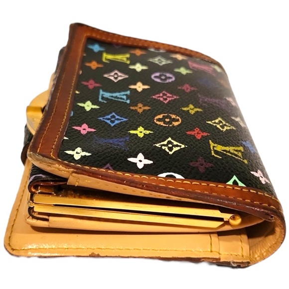 🩷 Murakami Porte-Monnaie Viennois French Kisslock Wallet Black Multicolore LV - Picture 5 of 11